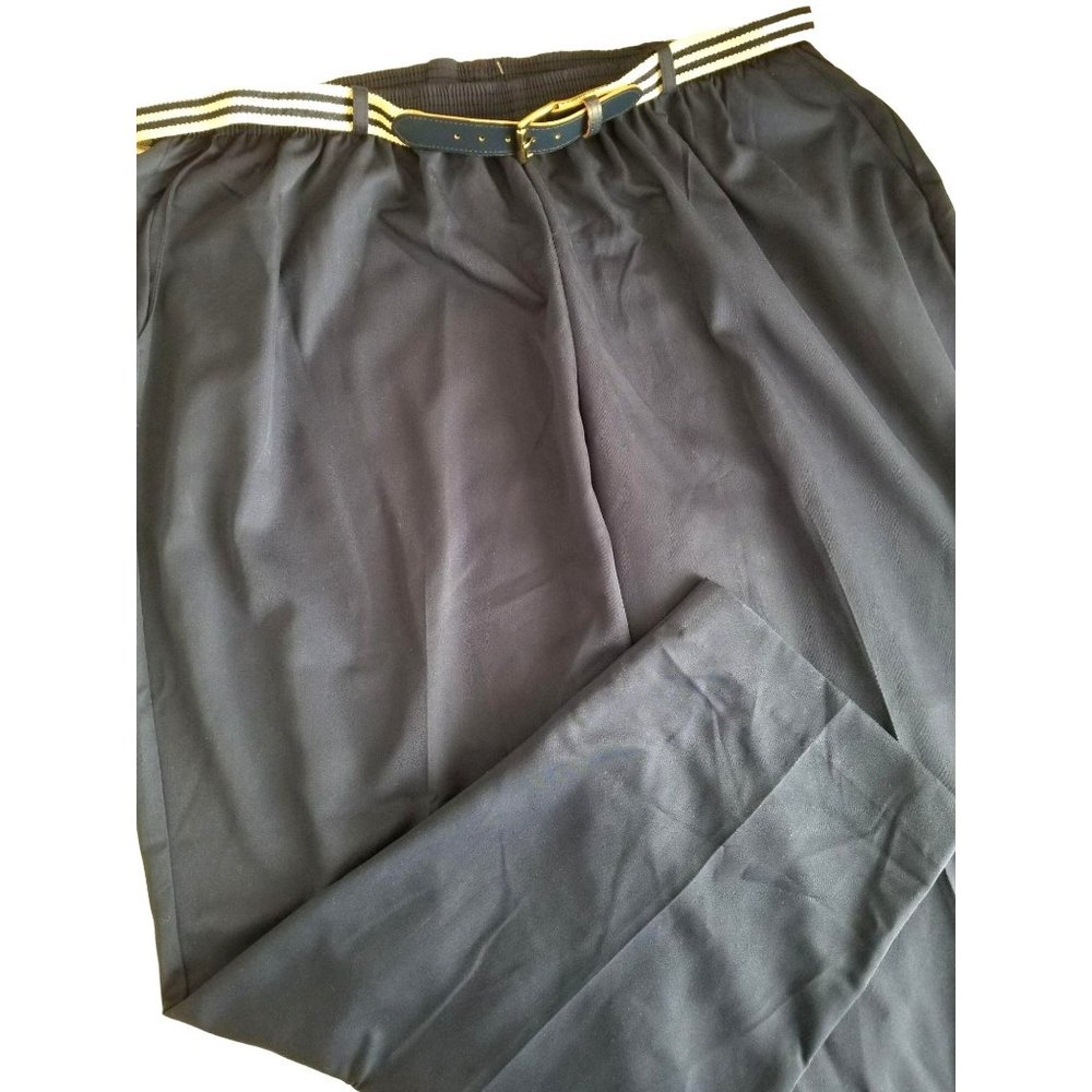 Alfred Dunner Pants Navy Blue Belted Woman's Size 24W Plus  JJ614